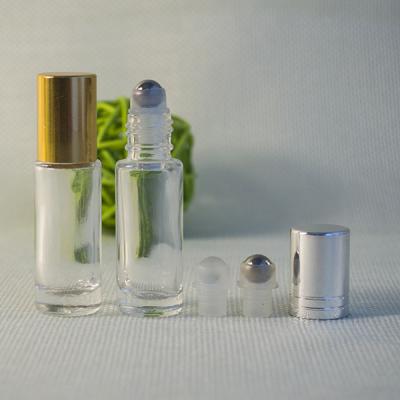 China 2017 hot sale product clear 10ml 8ml 6ml 4ml roll on glass bottle with silver and gold cap for sale