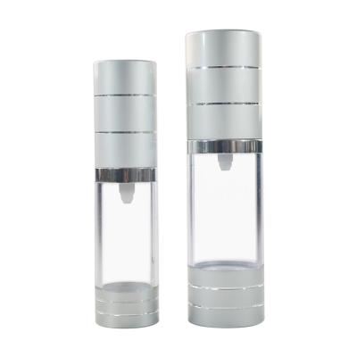 China Refillable cosmetic lotion packaging 10ml 30ml sliver acrylic airless pump bottle for sale