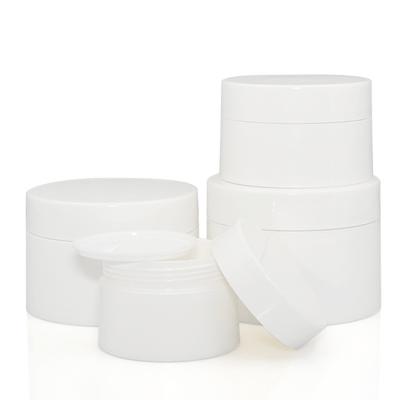 China Empty 30g 50g skin cream cosmetic containers 100g 120g double wall white plastic jar for sale