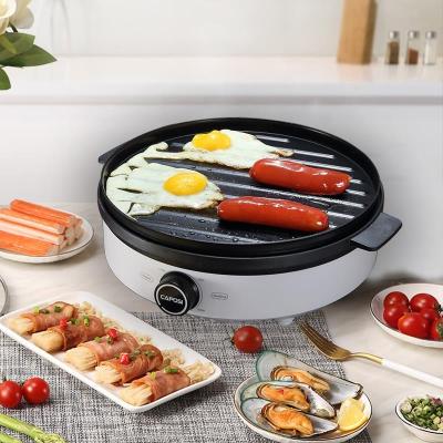 China Household Shiren Smokeless Indoor 2 in 1 Electric Grill Hot Pot 1300W with Pans and Hotpot for sale