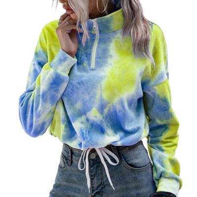 China Streetwear Women's Custom Tie Dye Oversized Casual Dip Blanket Casual Pullover Crewneck Pullover for sale