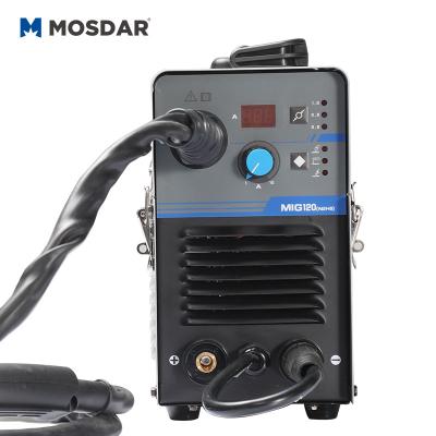 China Wire Feeder MOSDAR MIG120 3 In 1 Steel Aluminum MIG Welder 120Amps Gas And Muttahida Majlis-e-Amal Lift-CAT FCAW Gasless Integrated MIG Welding Machine for sale