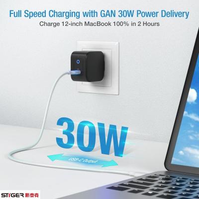 China Rapid Laptop GaN 30W Wall Charger Palladium 3.0 For iPhone 13,12 Max Pro, MacBook Air, iPad Pro, Galaxy S22/S21 Ultra, Pixel 6 Pro/6 and More for sale