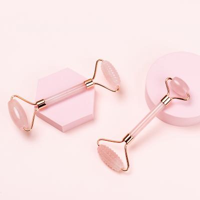 China Facial Massager Jade Roller Gua Sha Set Anti Aging Rose Quartz Jade Roller Pink Hot Sale Face Lift for sale