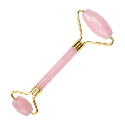 China Comfortable In Real Rose Quartz Facial Jade Roller Dual Roller Wholesale Natural Stock 100% Face With Box for sale