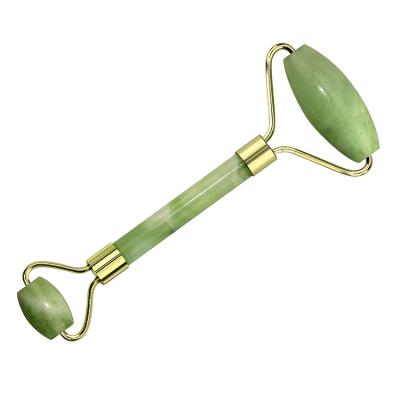 China Xiuyan Jade Roller Dule-Head Beauty Massage Comfortable Natural Facial Neck Roller For Face Anti Aging Skin Care for sale