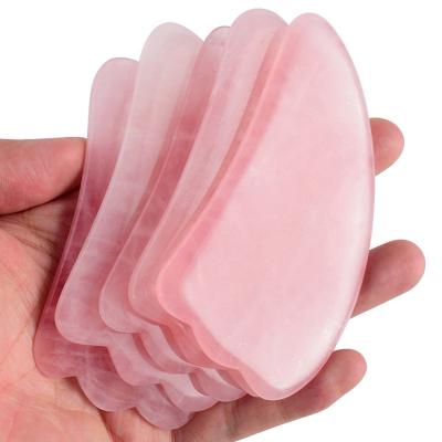 China Wholesale Comfortable Face Slimming Body Scrubbing Rose Quartz Natural Jade Stone Face Body Massager Gua Sha Tool for sale