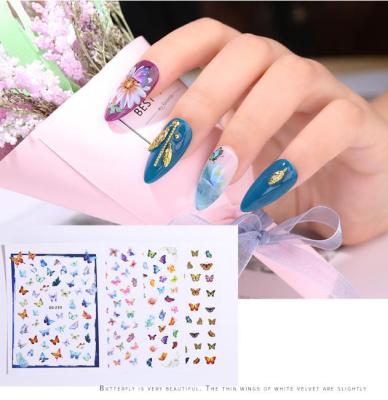 China Colorful Design 3d Butterfly Cartoon Nail Art Sticker Transfer Decals Foils Wraps Decorations for sale