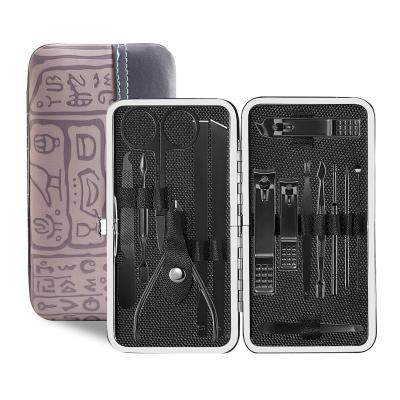 China Eco-Friendly Makers Direct Sale Black Nail Clippers Set 18pcs Stainless Steel Manicure Set Tools Pedicure Kit for sale