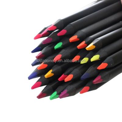 China Top Selling Black Wooden Stationery Black Round Wooden Pencil for sale