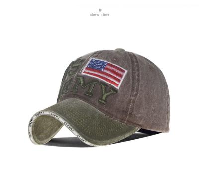 China 2306 Striped European And American 3D Embroidery USA Cotton Splicing Baseball Cap For Summer Cowboy Hat Adult for sale