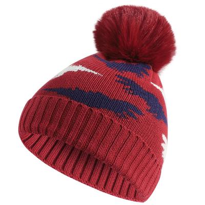 China COMMON 2805 Children's Dinosaur Printed Winter Warm Hand Made Knitting Hat for sale