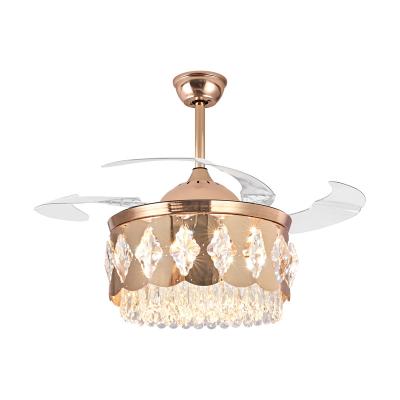 China Factory Hot Sale 42 Inch 3 Color Modern Luxury Crystal Chandelier With Remote Control Fan Light for sale