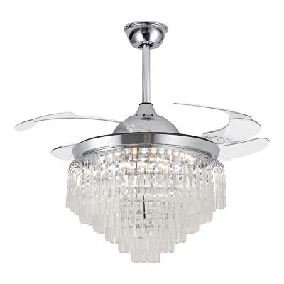 China Modern crystal LED ceiling fan chandelier light with remote control celing fan light for sale