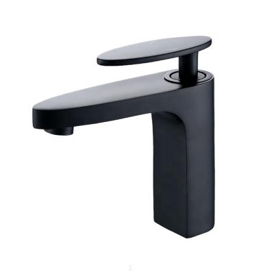 China Metered Faucets 2019 moden leaf handle water saving basin faucet black copper polished hot cold grifo mixer bath toilet sink faucet lavaplato for sale