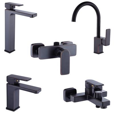 China 2020 New Design Bathroom Modern Matte Black Faucet Brass Material Series With Basin Mixer Tap Kitchen Sink Faucet Bath Shower Mixer Tap for sale