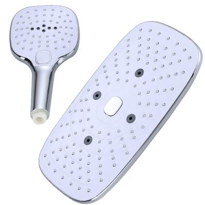 China Without Switch Bathroom Luxurious ABS Plastic One-Key Chromed Switched Triple Function Hand Shower And Rain Shower Head Sets for sale