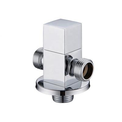 China Chrome DN15 G1/2 Bathroom Kitchen Two Outlet Angle Valve High Quality Brass 90 Degree Angle Stop Valve Quick Open Valve Cold/Hot Water for sale