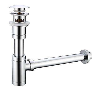 China Automatic Bathroom Basin Sink Brass Pop Up Drain With Overflow Waste Drain Chrome Trap Bottle Traps Vanity Basin Sink Drainer for sale