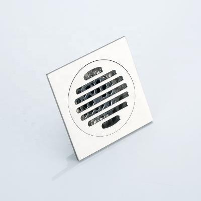 China Durable 4 Inch 10*10cm Brush Nickel Square Solid Brass Shower Floor Drain With Removable Tile Insert Grate Cover Hair Catcher Strainer for sale