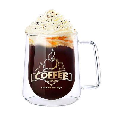 China Creative Glass Mug 300ml High Borosilicate Double-Layer Coffee Mug Fangke Mug Fashion Cup Viable for sale