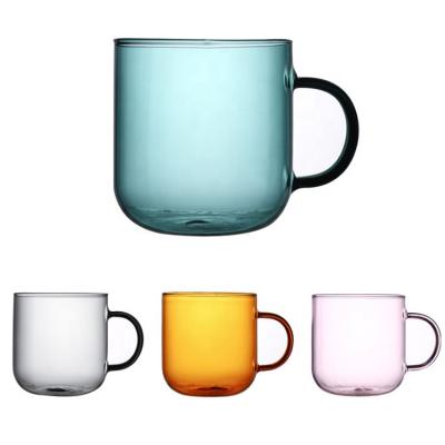 China Viable Hot Selling Heat Resistant Colorful Coffee Ins Colored Drinking Glass Espresso Mug With Handle for sale