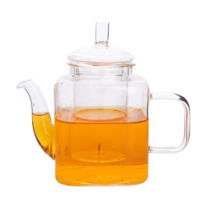 China 400ml Sustainable Borosilicate Square Glass Gongfu Teapot Set With Glass Strainer for sale