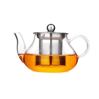 China Sustainable 400ml Microwave Oven Glass Teapot With Stainless Steel Infuser And Warmer for sale