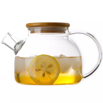 China High quality hot sale viable 1000ml borosilicate glass tea kettle with glass infuser for sale