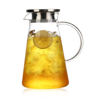 China Best Selling Viable Clear Glass Water Jug Healthy Clear Glass Carafe Pitcher With Stainless Steel Lid for sale