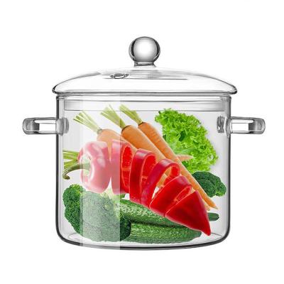 China 1.2L 1.5L 1.9L Large Borosilicate Glass Heat Resistant Thickened Clear Glass Cooking Pot for sale