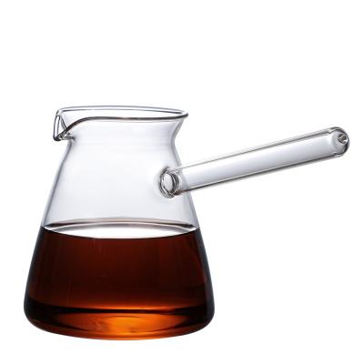 China 350ml 450ml Viable Lead Free Non-Toxic BPA Free Turkish Glass Coffee Pot With Long Glass Handle for sale