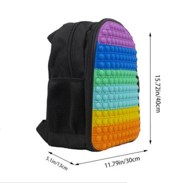 China 2021 Rainbow Silicone Students Push Up Jumping Bubble School Bag Book Shoulder Bag Busy Person Toys for sale