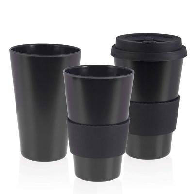 China 2019 High Quality Sustainable Fiber Displacement Biodegradable Reusable Bamboo Coffee Mug 400ml With Silicone Lid for sale