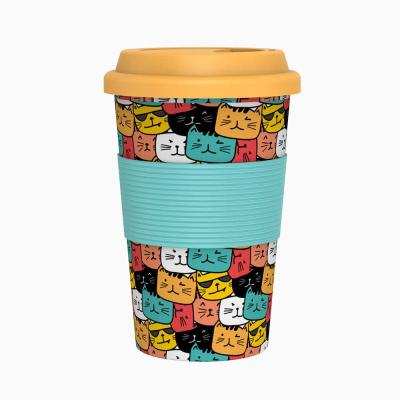 China Sustainable Custom Printing Eco Friendly Reusable Bamboo Fiber Cup Bpa Free Plastic Coffee Cup for sale