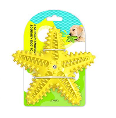 China 2022 New Arrival Starfish Durable Goods Natural Rubber TPR Solid Squeaky Dog Chewing Cleaning Teething Toothbrush Toy Puppy Toys for sale