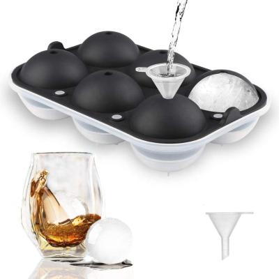 China Ice Cube Trays Ice Sphere Mold Tray With Lid Reusable Ice Ball Maker For Viable Whiskey Or Homemade Cocktail (Funnel Included) for sale