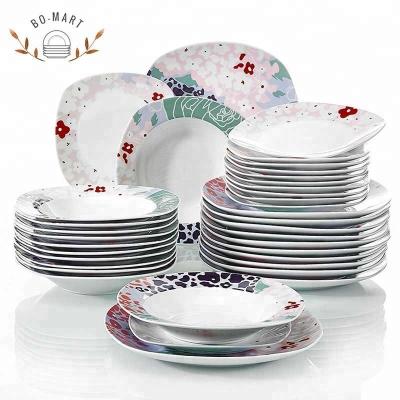 China Minimum Quantity 500sets Sustainable Feature Ceramic Dishes Set For Dinner for sale