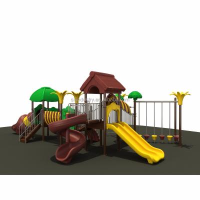 China Malls treehouse themeLarge schoolyard safety toys outdoor plastic tube slide for kids for sale