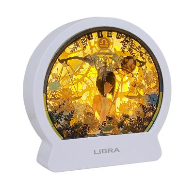 China Exquisite cartoon constellation twelve Libra bedside lamp with 3D LOGO paper-cut frame customizable image for sale