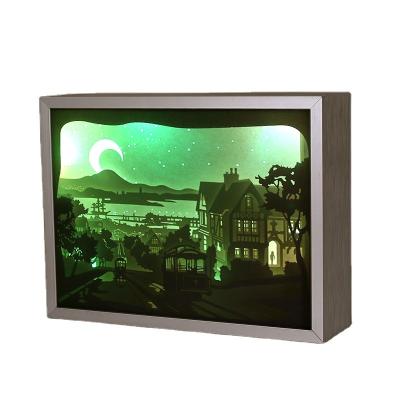 China Customized Recyclable Wall Shadow Box Frame Cheap Laser Cutting Paper Shadow Box With Light for sale