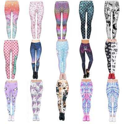 China Breathable OEM Customized Everywhere on Variety Print Feather Galaxy 3D Printed Women's Super Elastic Brush Sexy Leggings for sale