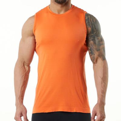 China Custom Logo Mens Gym Muscle Tee Quick Dry Anti-Wrinkle Workout Tank Top Training Sports Sleeveless T-shirt for sale