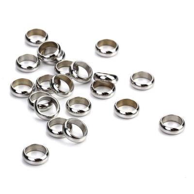 China Custom charm 2-8mm logo stainless steel big hole logo stainless steel bracelet necklace spacer bead for jewelry for sale