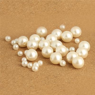 China Beads For Bracelet Necklace Hot Sale 6mm Natural Loose White Pearl Ball Beads With Holes10mm Pearly Bead For Necklace Bracelet Jewelry Making for sale