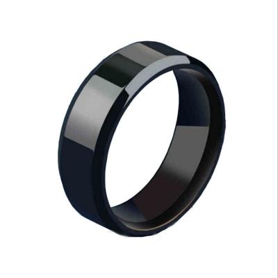 China Hot Sale Fashionable Stainless Steel Black Rings Shape Charm Jewelry Ring For Women Men for sale