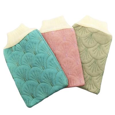 China EXFOLIATING Embroidery Scrub Back Body Bath Deep Cleansing Skin Exfoliating Gloves for sale