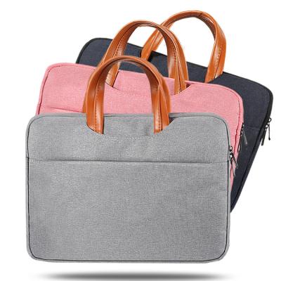 China Factory Directly Business Water Resistant Polyester Gray Leather Laptop Bags For Men Shockproof Eco-friendly for sale