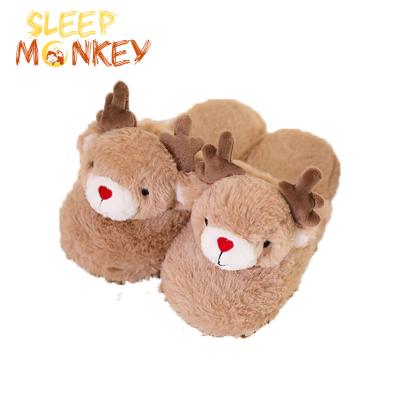 China Warm Plush Elk indoor slippers Animal slipper Lovely Stuffed Home Style Slippers for sale