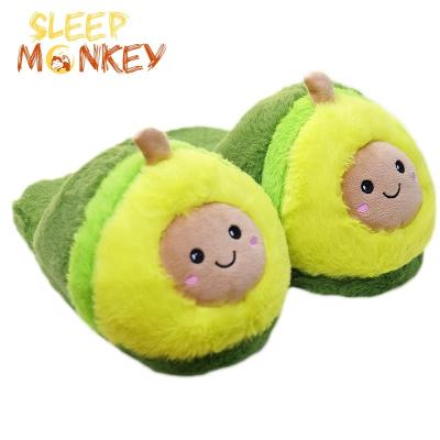 China EVA Fruit Avocado Plush Slippers Indoor Floor Shoes Stuffed Cartoon Indoor Slipper Warm Indoor Cute Avocado Plush Slipper for sale